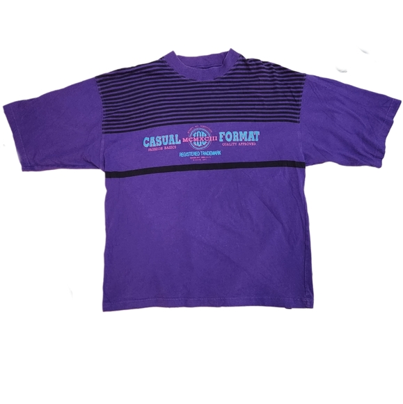 Vintage IOU T-shirt Accept No Substitute Script Logo I.O.U. Horizontal Stripes - Picture 1 of 4